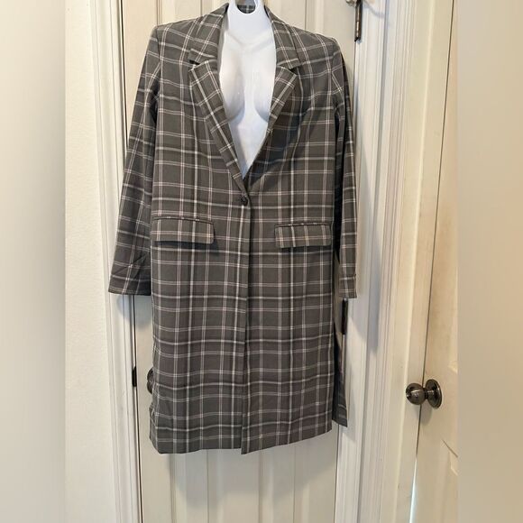 Kit and ace size small slim fit, go to jacket, plaid, gray charcoal -sides split - Picture 1 of 9